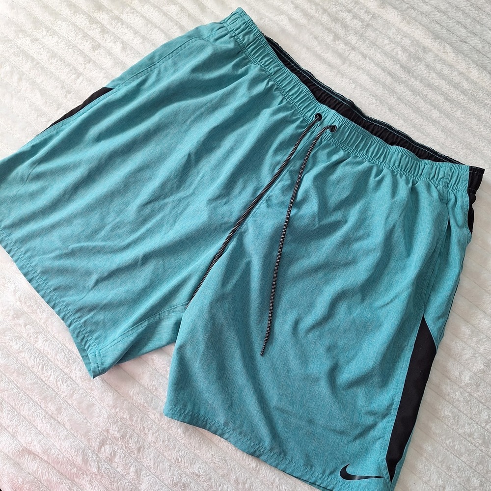 Nike Mens 3XL Blue Swim Trunks Mesh Lined Drawstring Pockets Elastic Waist